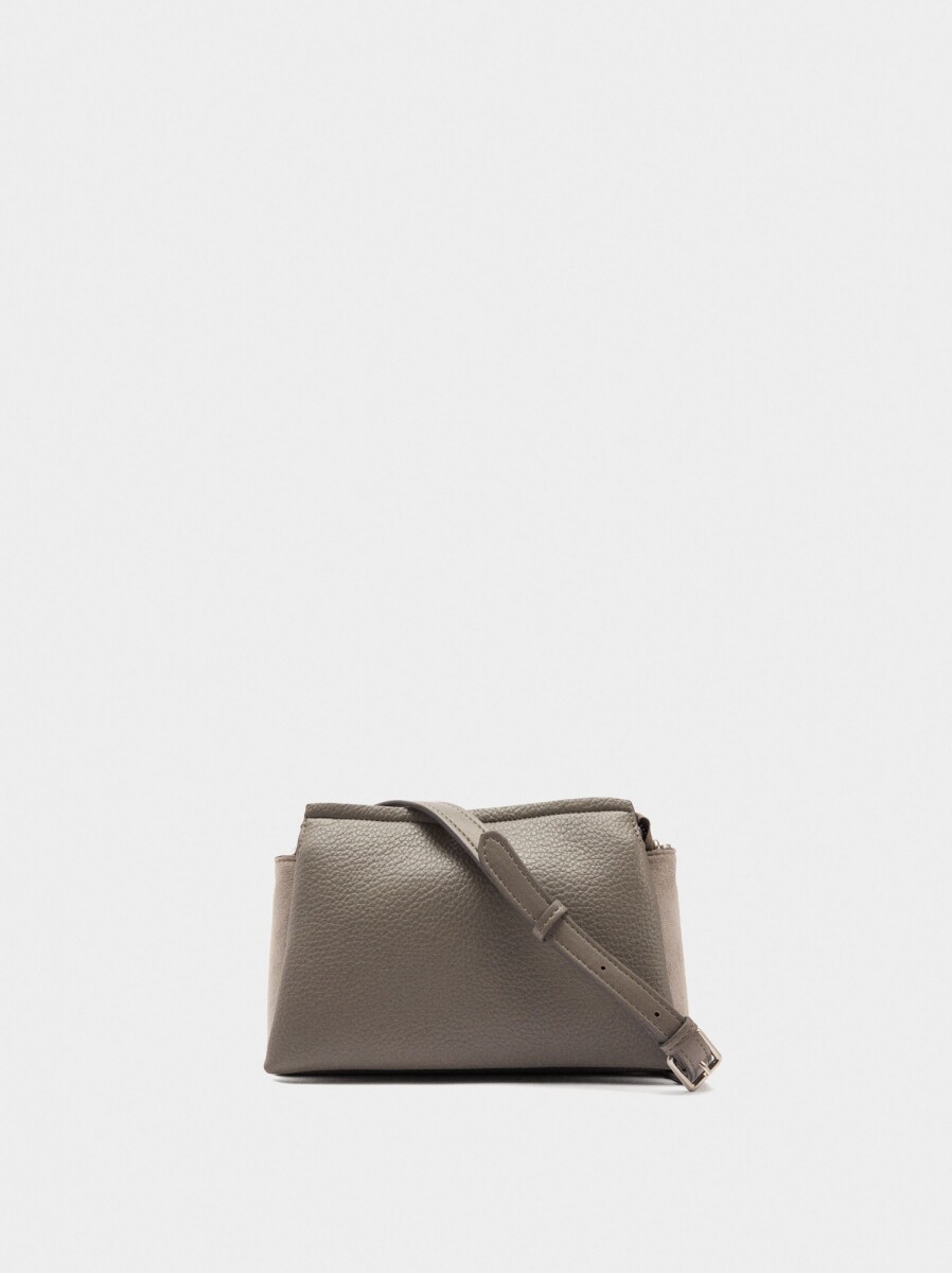 Bolso Bandolera Con Textura Efecto Piel - gris 