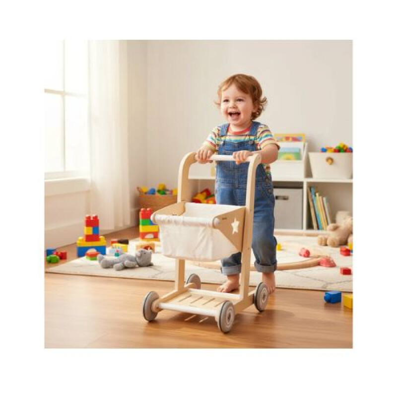 Carrito de super en madera y tela Carrito De Super En Madera Y Tela