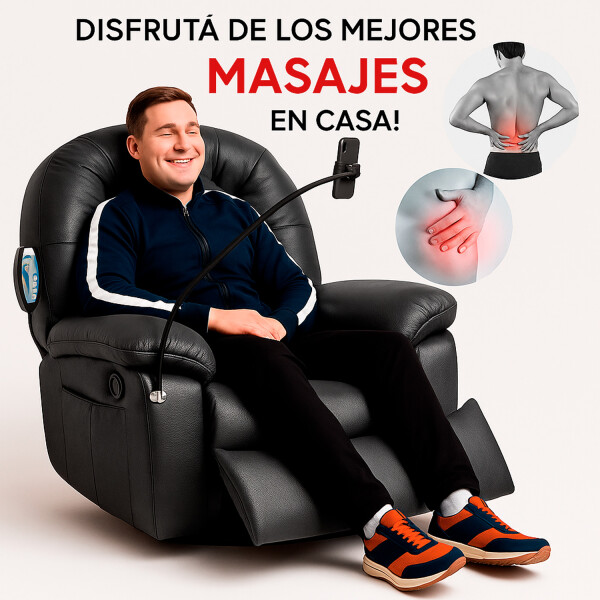 Sillón Masajeador Poltrona Con Control Remoto Y Soporte Para Celular NEGRA