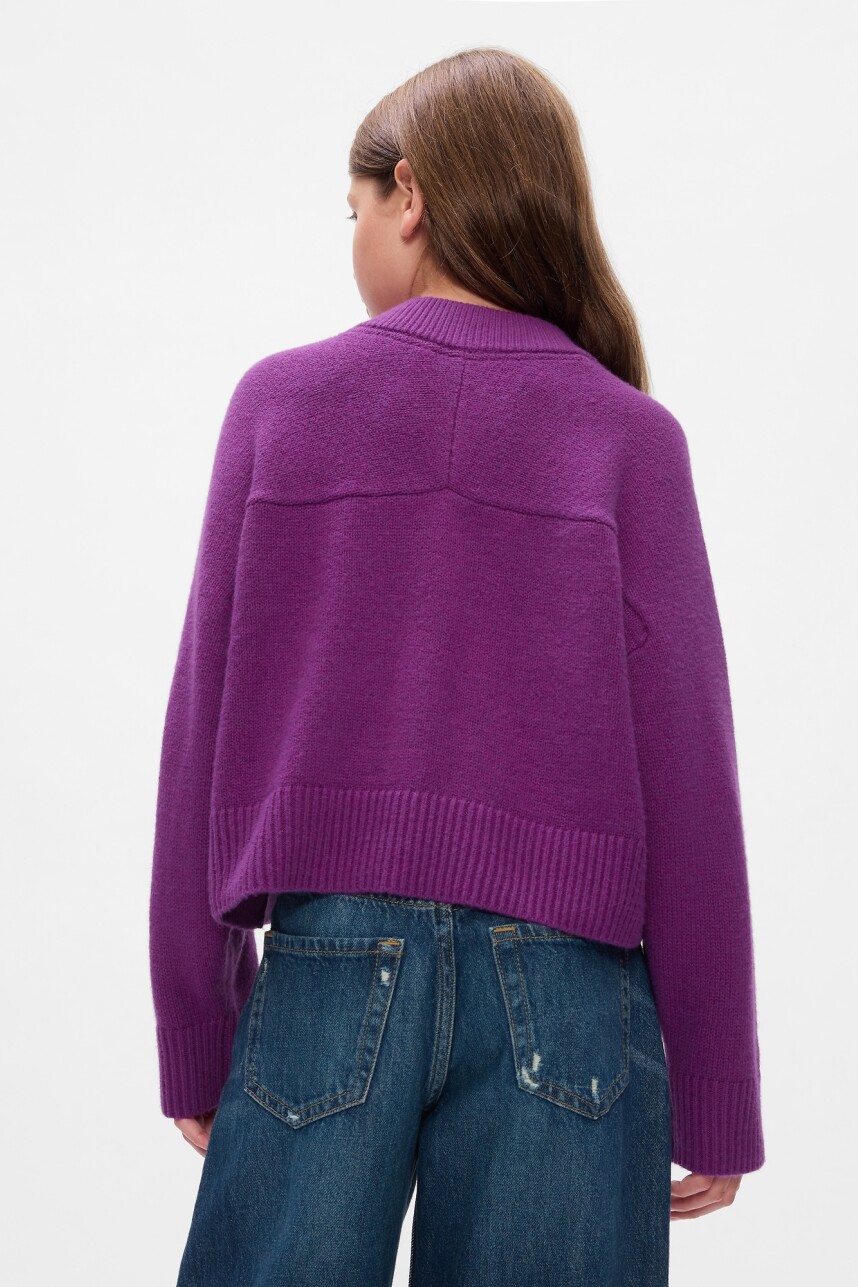 Buzo Cashsoft Cuello V Niña Ultraviolet Wave