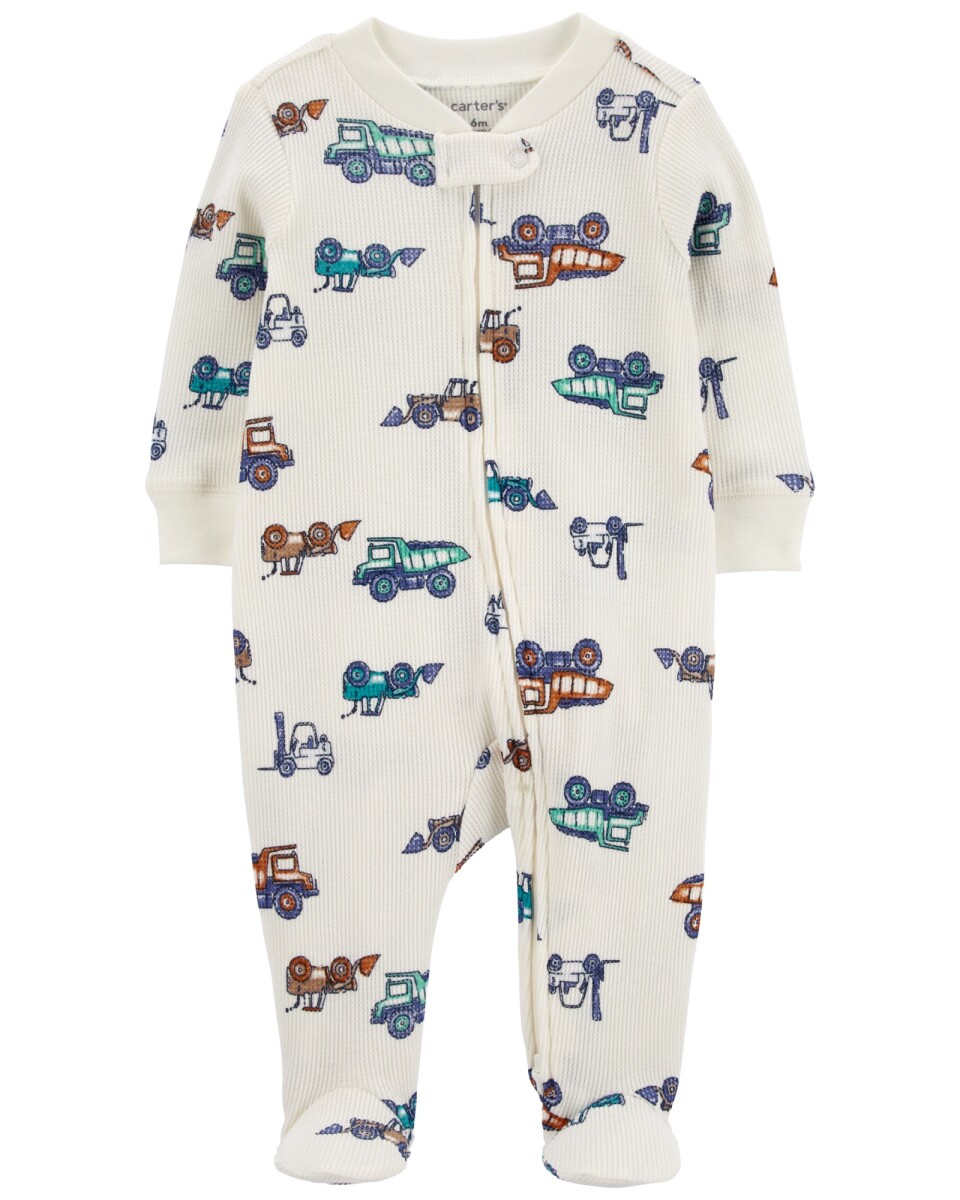 Pijama una pieza de algodón térmico, con pie, diseño máquinas 
