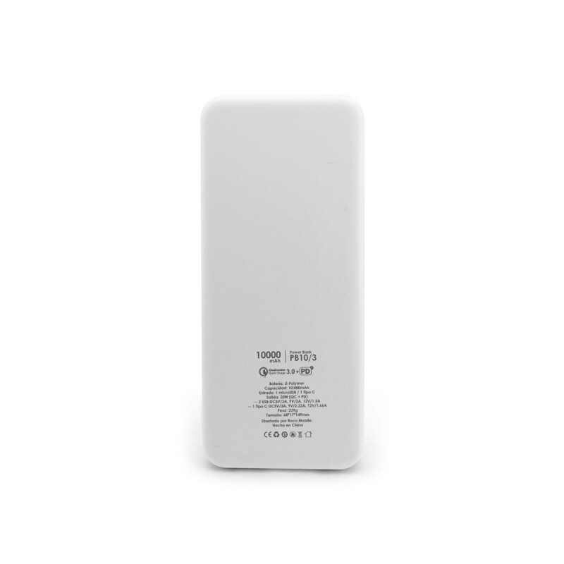 Power Bank 10000 mAh triple salida PD 20W color blanco Power Bank 10000 Mah Triple Salida Pd 20w Color Blanco