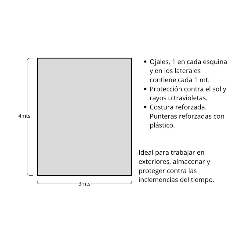 Lona 3x4 Impermeable con ojales VERDE OSCURO