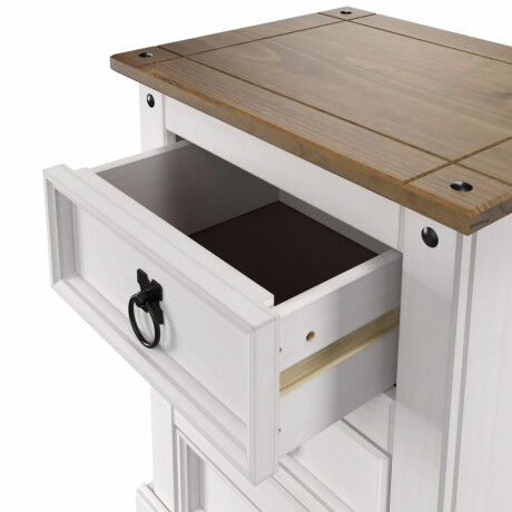 Mesa de luz 3 cajones - Madera maciza / Línea Mexicana blanco