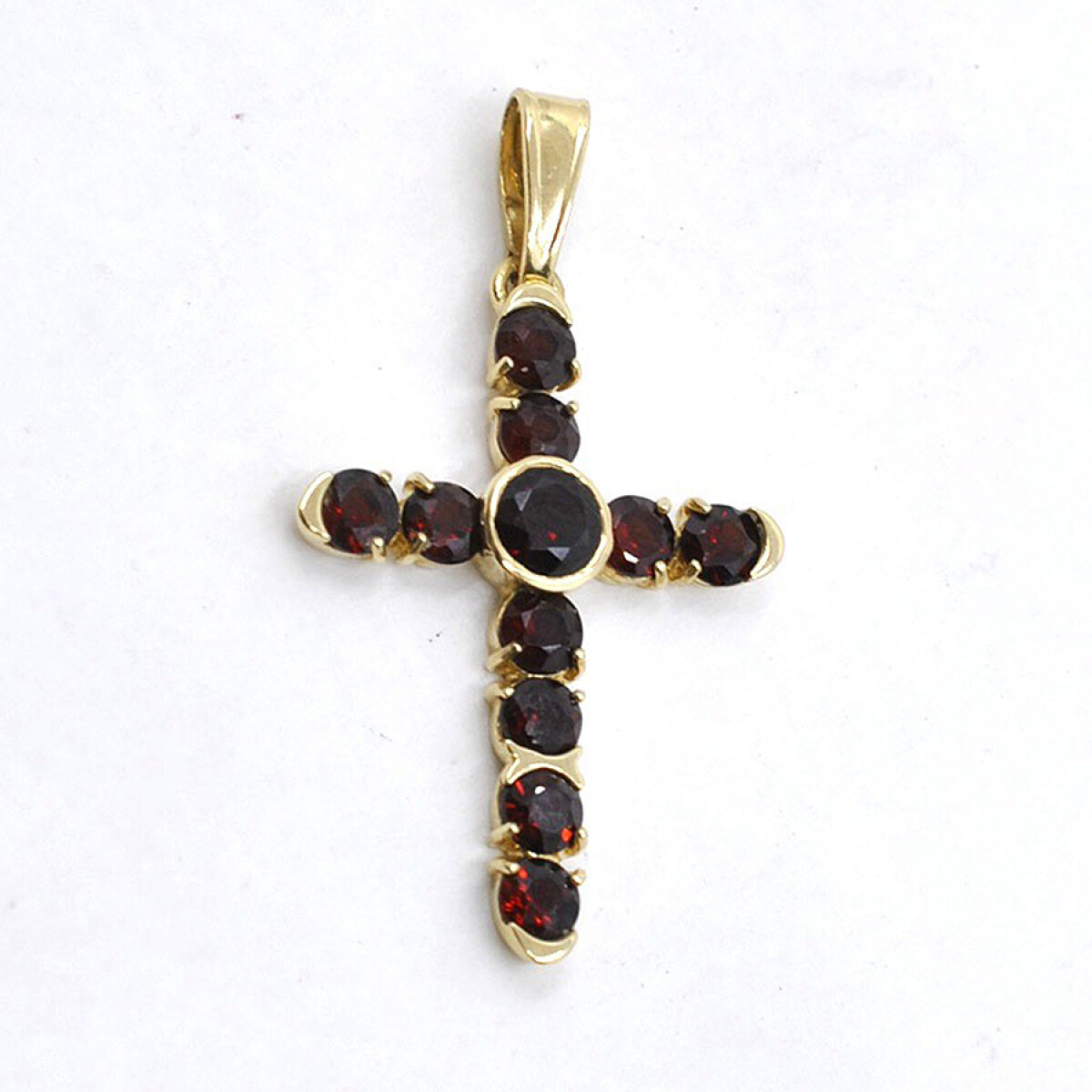 Cruz En Oro 18K Y Granates 