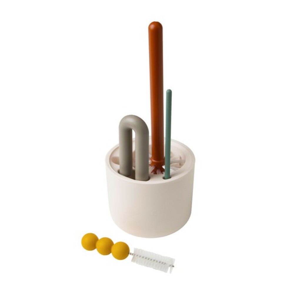 Set de cepillos limpia Biberones Cactus con base Boon MOD beige