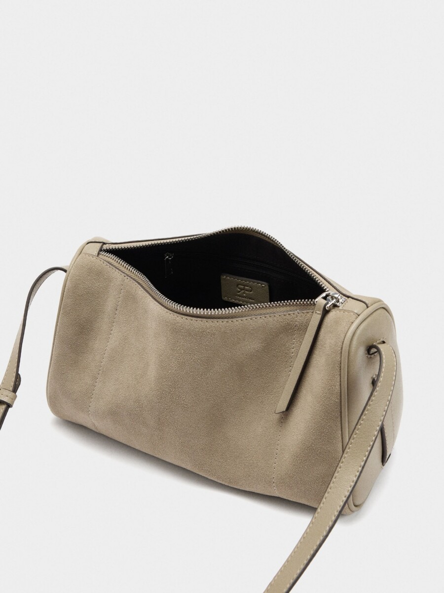 Bolso Bandolera Con Detalles De Piel taupe