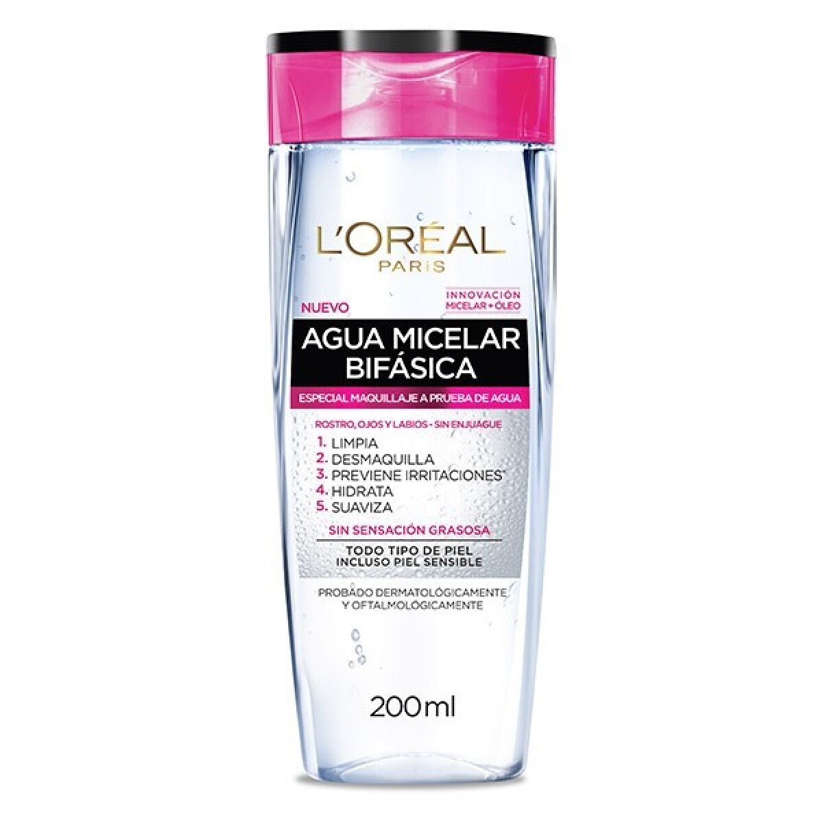 L’Oréal Agua Micelar Bifásica 200 ml – Limpieza Profunda y Desmaquillante