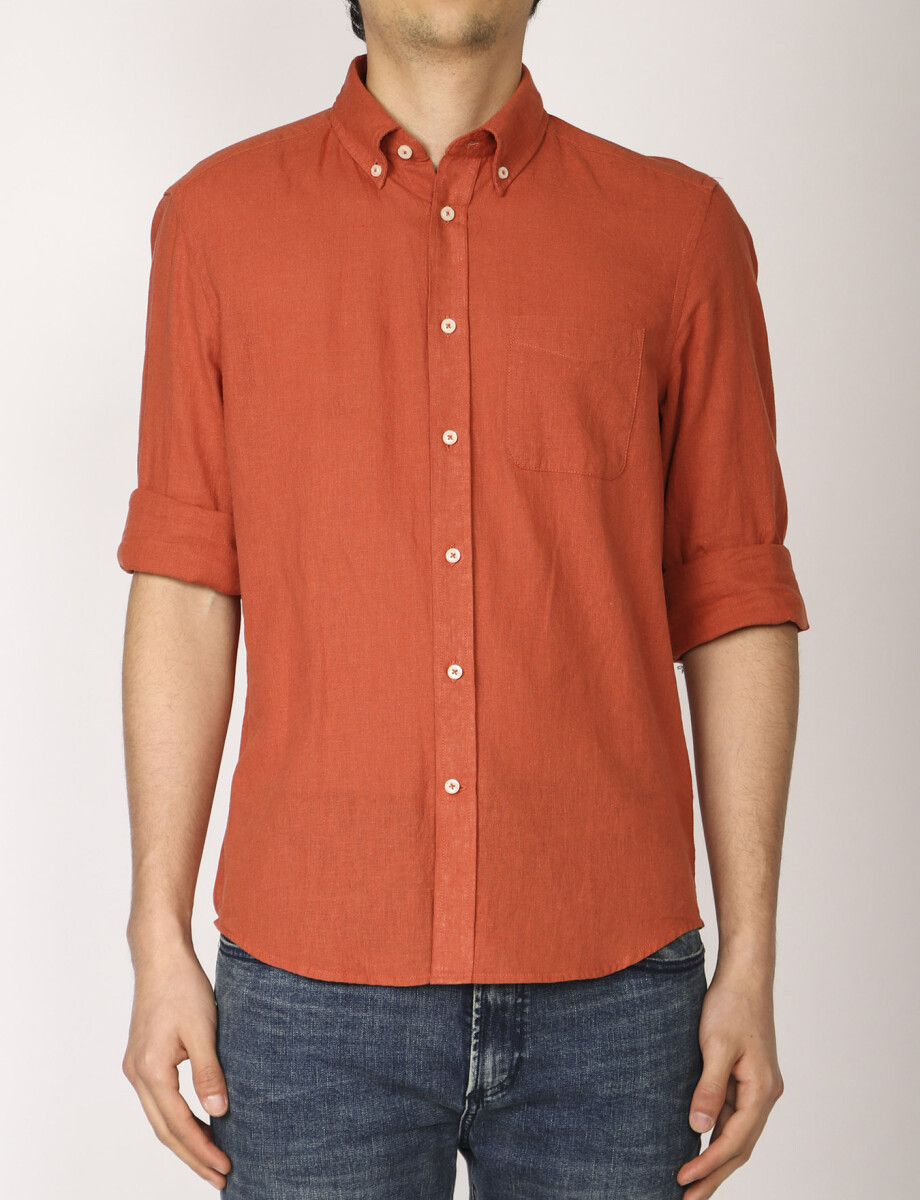 011665 CAMISA DE LINO HARRINGTON LABEL Naranja