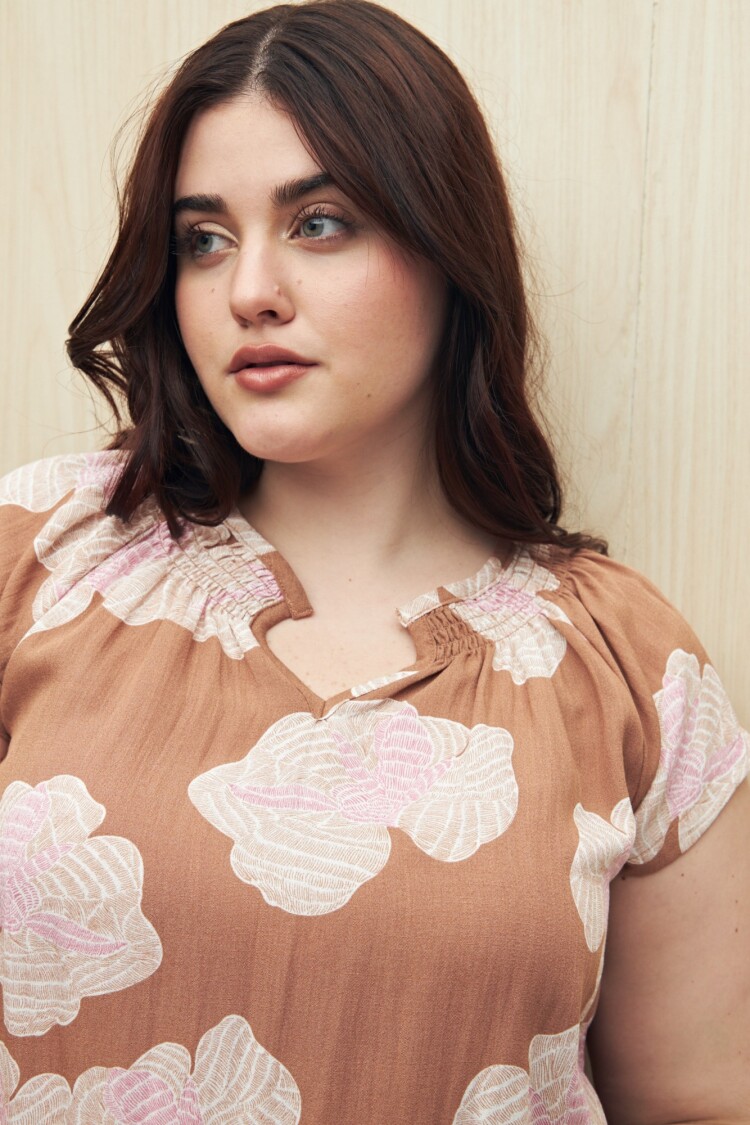 BLUSA GUILFORD PRINTED Beige Oscuro