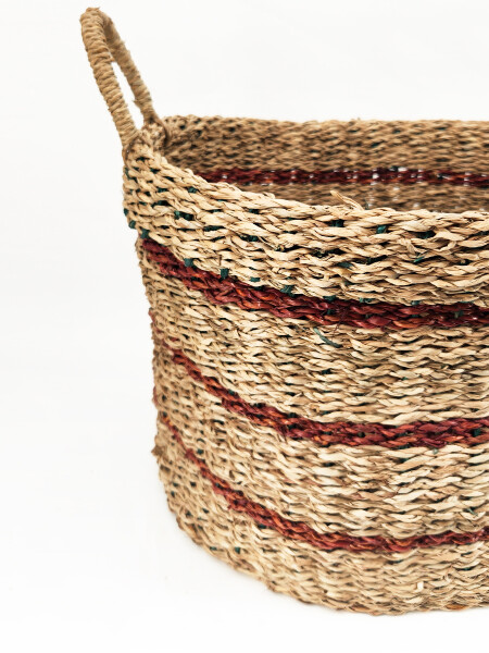 CANASTO OVALADO CON ASAS MARRON