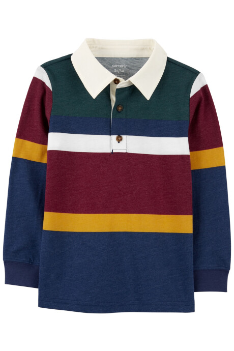 Remera polo de algodón, diseño colorblock. Talles 2-5T Sin color