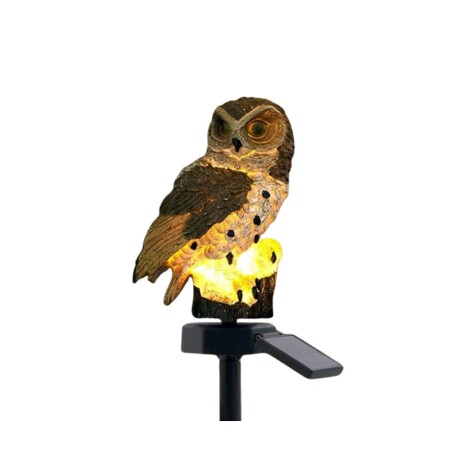 BÚHOS LED SOLAR PARA JARDÍN NEGRO