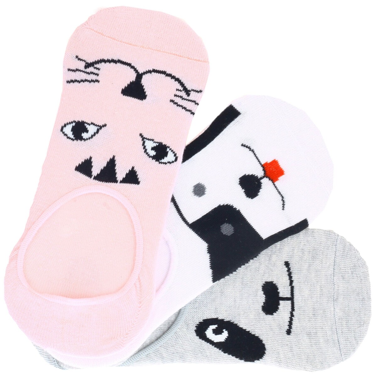 Medias de Mujer Miss Carol Media PETS pack x3 - Blanco - Gris - Rosado 