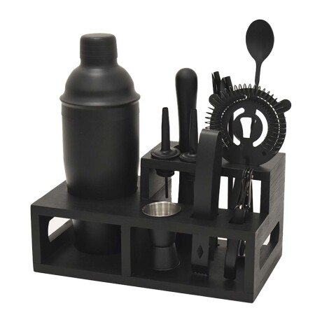Juego Coctelería 12 Pzas Barman Bartender Tragos Acero Inox Negro