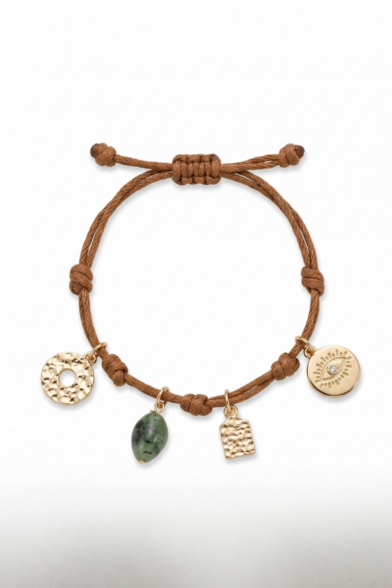 Pulsera cord dijes dorado