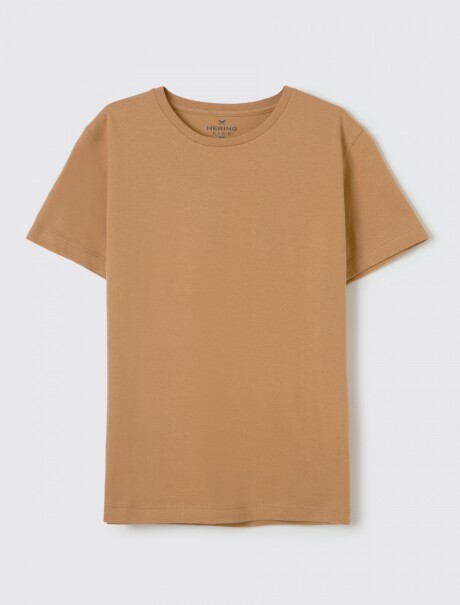 CAMISETA BÁSICA UNISSEX INFANTIL MANGA MARRÓN CLARO