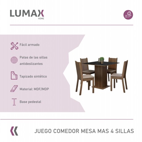 Juego de comedor Mesa de madera + 4 Sillas Beige