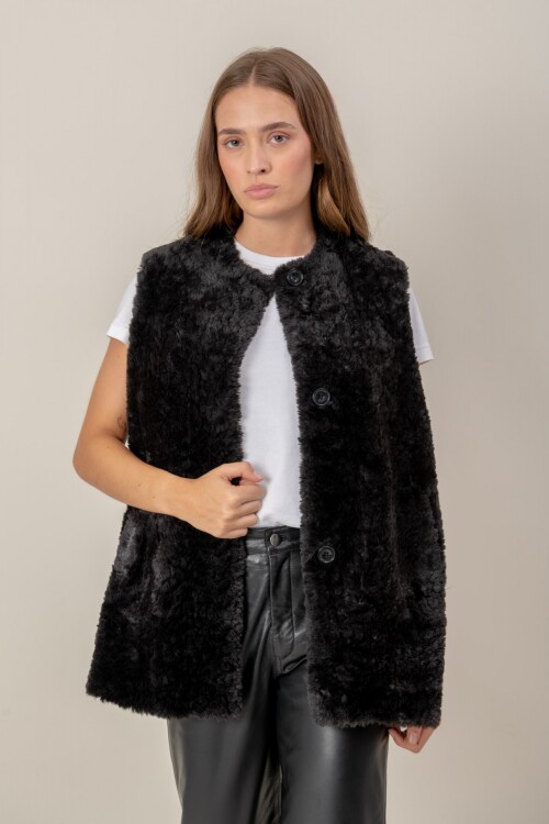Chaleco Faux Fur Negro