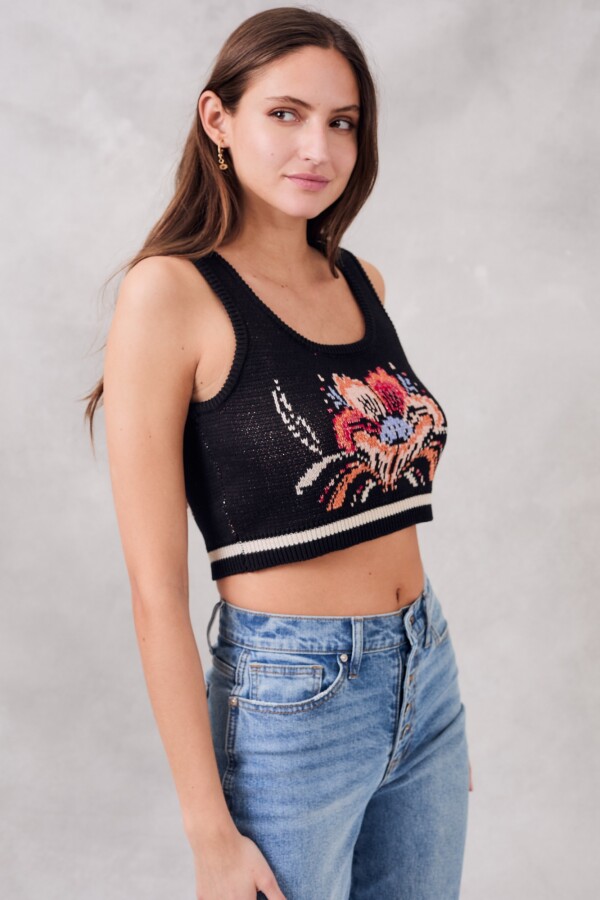 Top Intarsia Negro