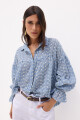 Camisa Gaia Celeste Broderie