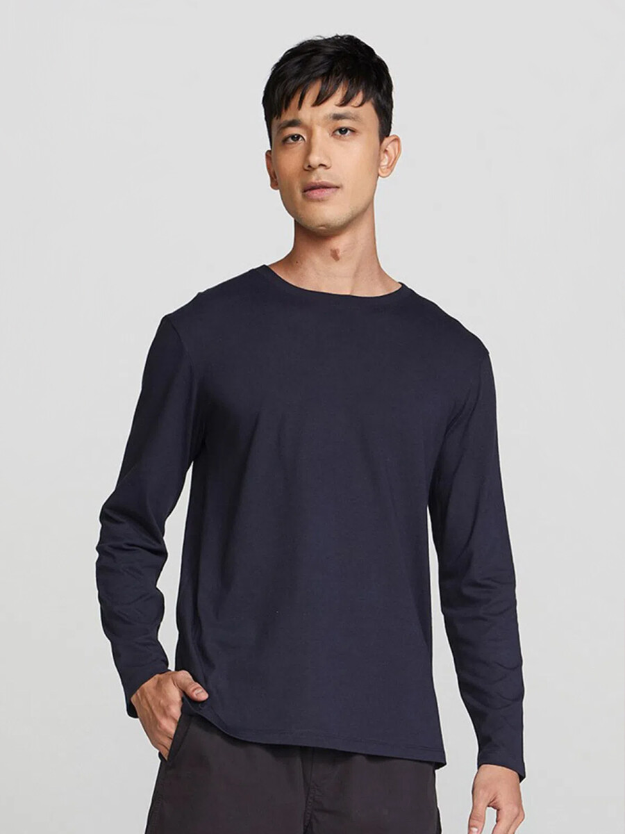 CAMISETA BÁSICA MANGA LARGA - AZUL OSCURO 