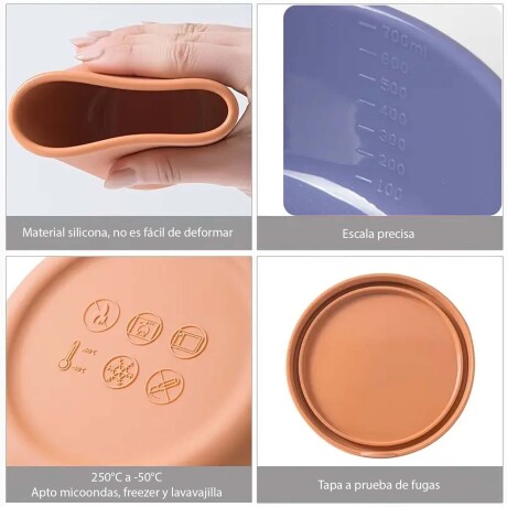 Set 2 Contenedores Recipiente 700Ml y 250Ml c/ Tapa Silicona Rosa