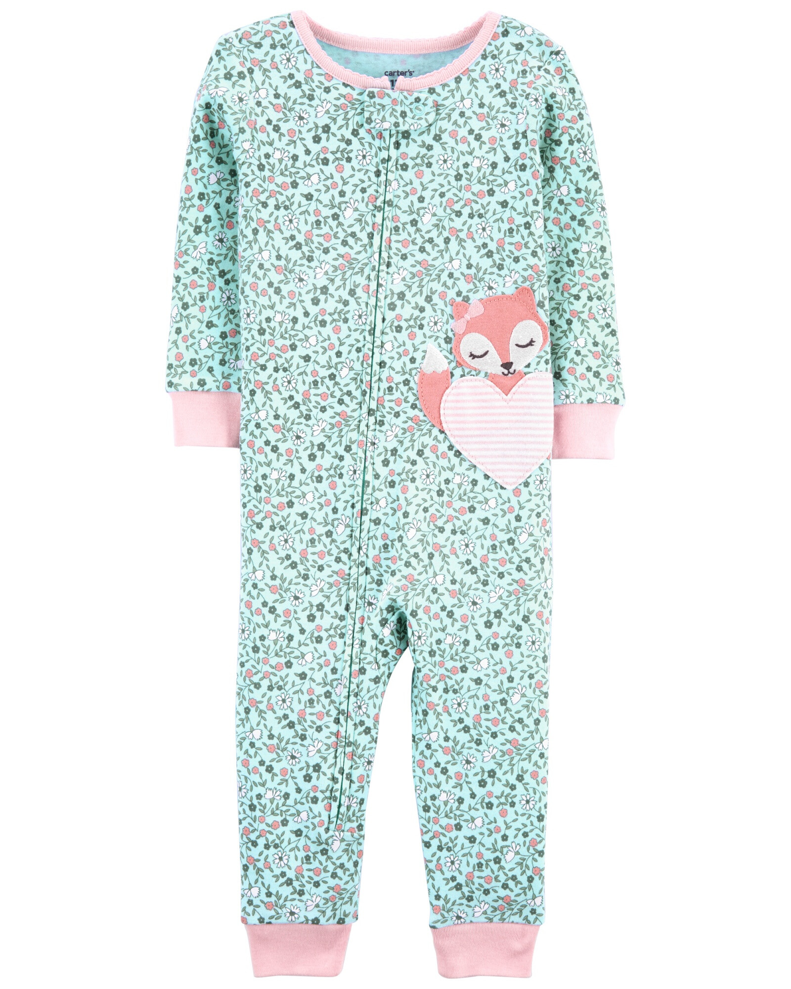 Pijama de 1 pieza con 100% ajuste perfecto de algodón, sin pie y estampado de zorro 0