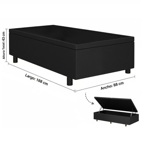 BOX BAÙL 1 PLAZAS BASE DE SOMMIER GUARDARROPA CAMA CON APERTURA LATERAL GRIS
