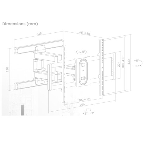 Soporte Para Tv Unique Giratorio de Pared 32" a 75" Capacidad 50KG RC-1M Soporte Para Tv Unique Giratorio de Pared 32" a 75" Capacidad 50KG RC-1M