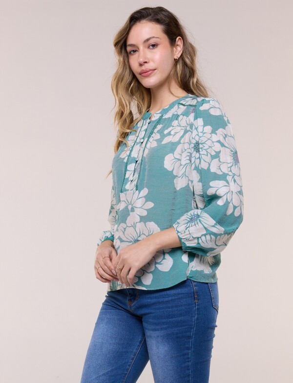 Blusa Gasa Flores VERDE/MULTI