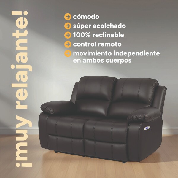 Sofá Sillón 2 Cuerpos Reclinable Masajeador Electrico Living Color Variante Negro