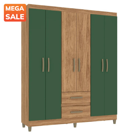 ROPERO 6 PUERTAS 2 CAJONES GUARDARROPA ARMARIO CLÓSET PLACARD VERDE
