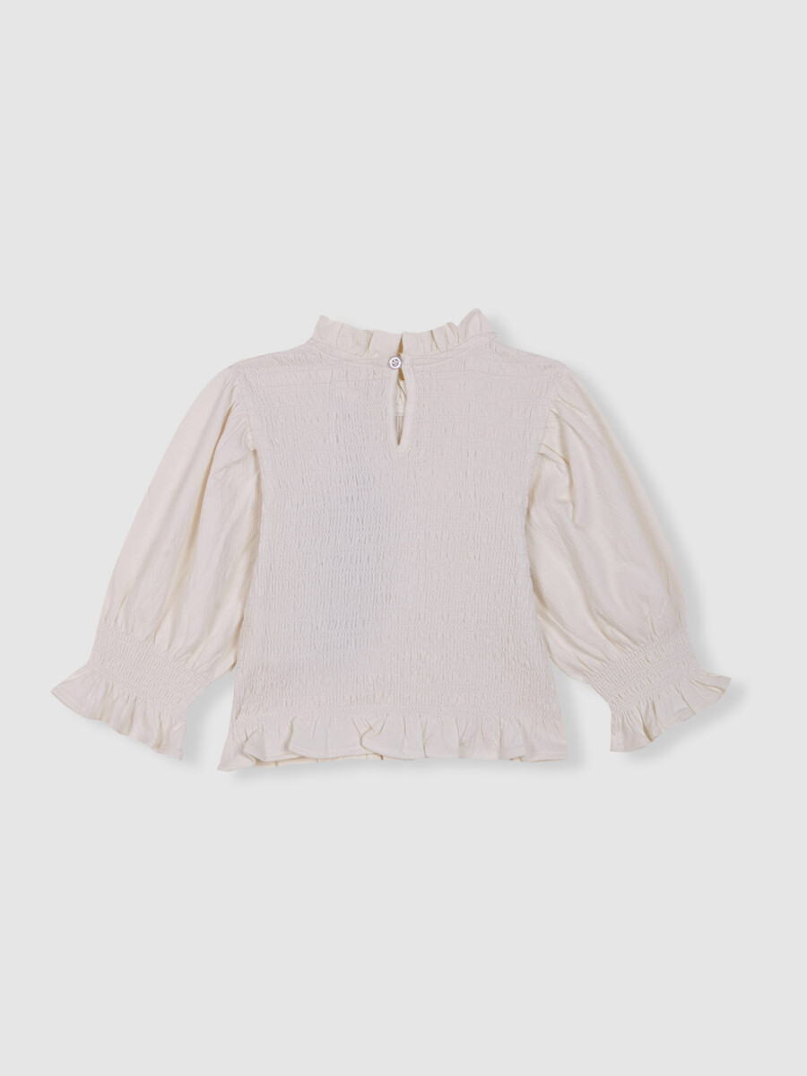 Camiseta De Manga Corta Con Smock Blanco