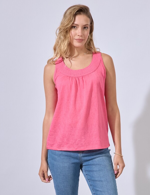 Musculosa Escote Crochet ROSA