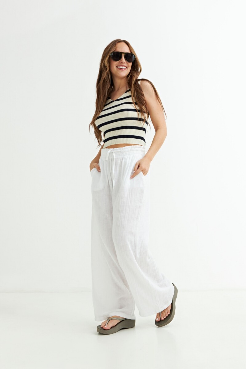 Pantalon amplio de gasa - Blanco 