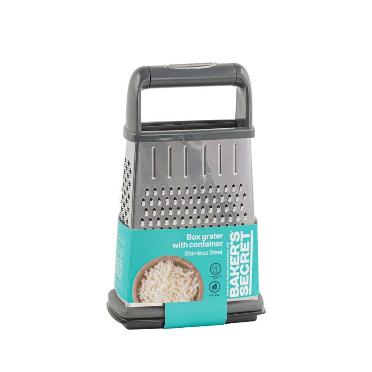 Rallador 4 Caras C/Contenedor - Gris/Rojo 