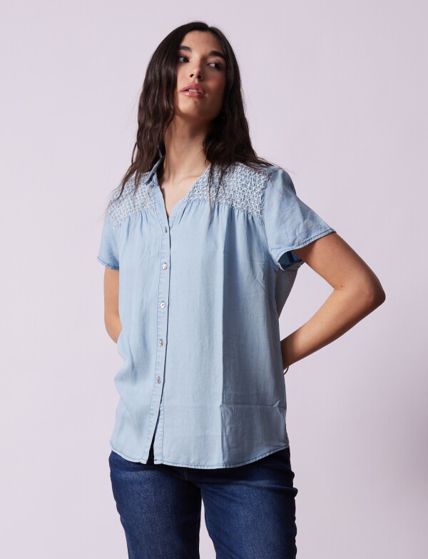 Camisa Tencel Punto Smock JEAN CLARO