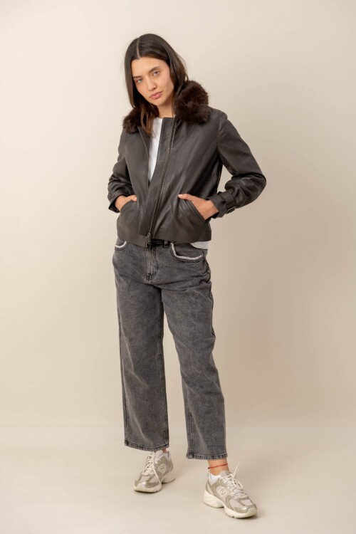 Campera cuero Thar Marrón