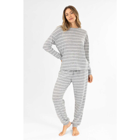 Pijama hacci rayado gris Gris
