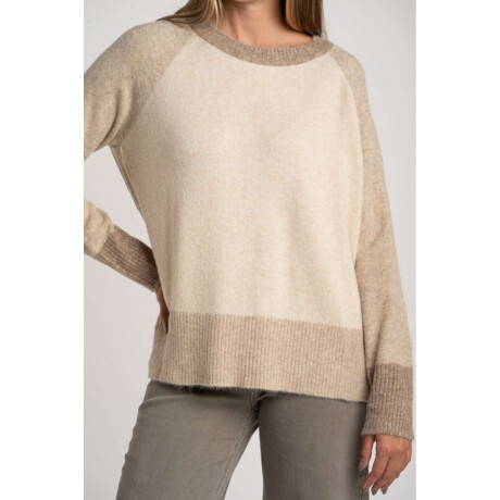 Sweater Color Block Beige Melange