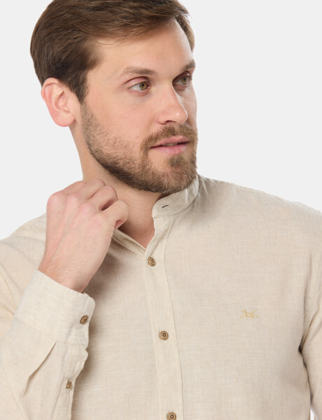 CAMISA DE LINO CUELLO MAO Beige
