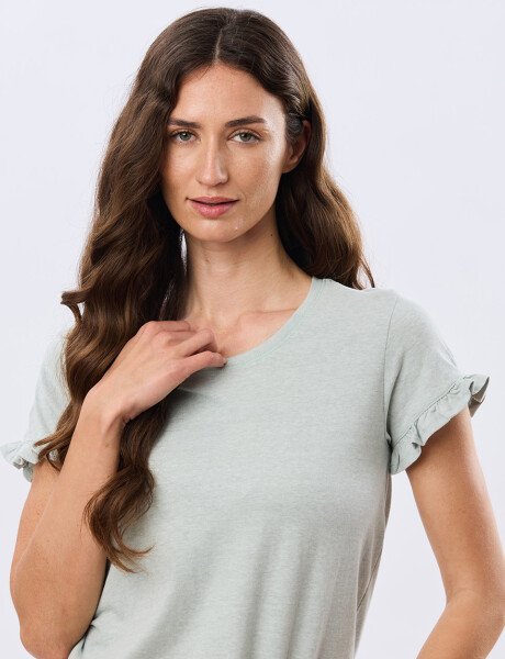 REMERA DE ALGODÓN CON VOLADO Verde