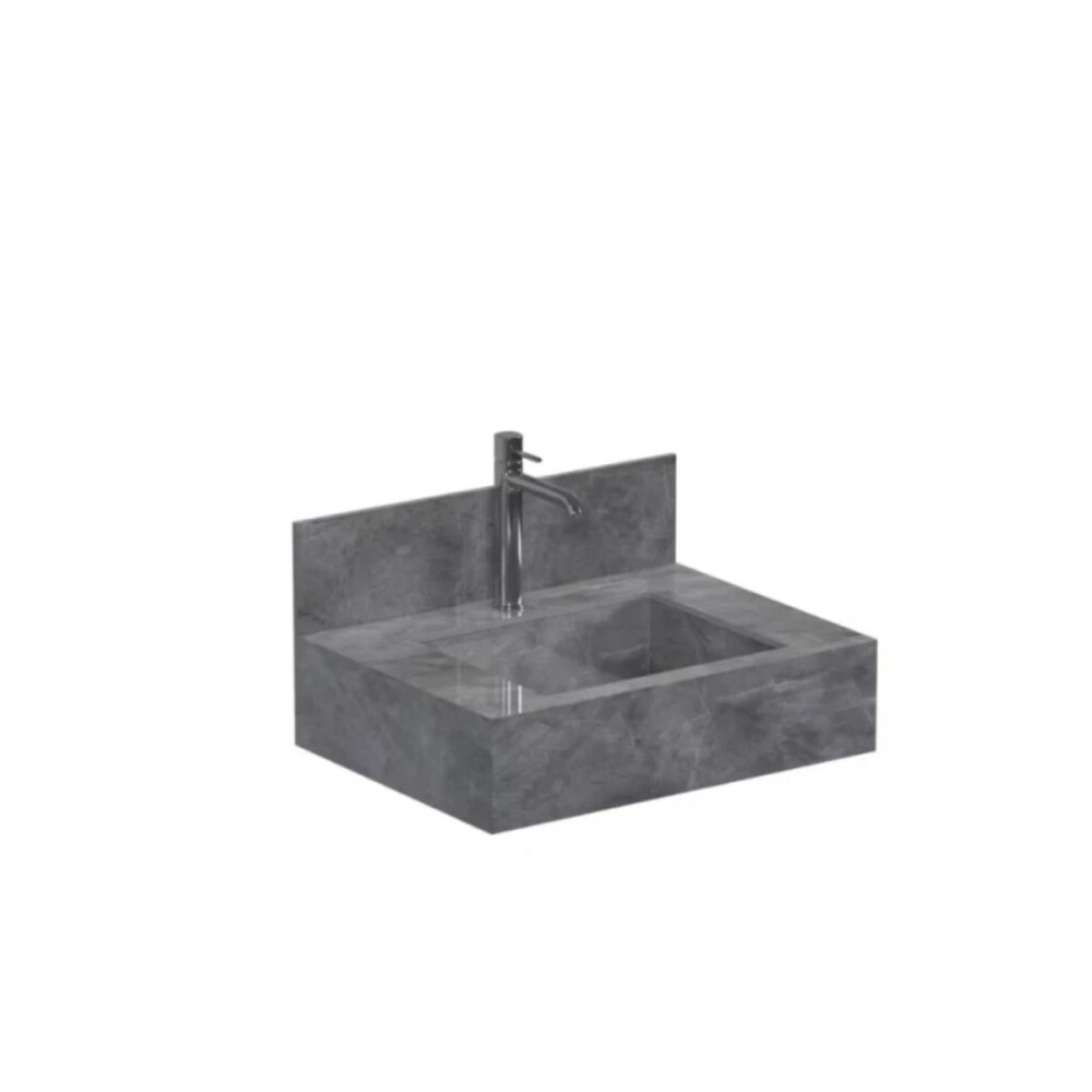 Mueble de baño suspendido de porcelanato Gris Napoles 60 cm con bacha incorporada Mueble De Baño Suspendido De Porcelanato Gris Napoles 60 Cm Con Bacha Incorporada