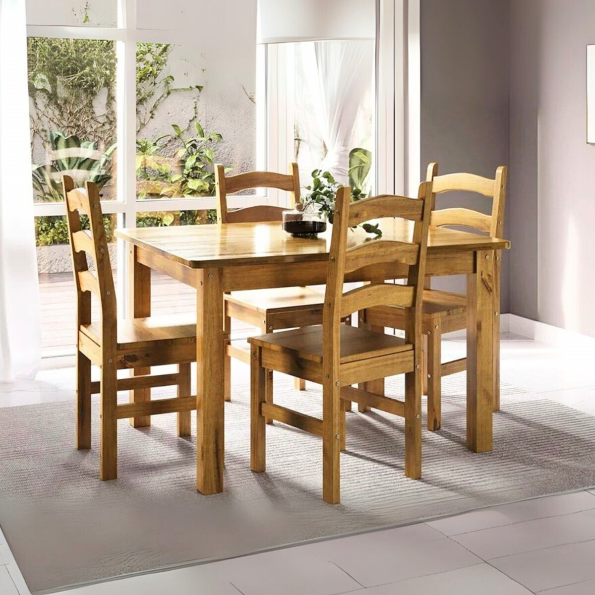 Juego de comedor - 4 sillas 120 cm - Italia 