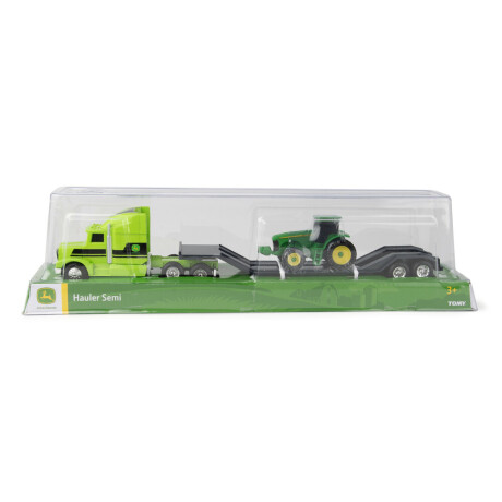 Camion semiremolque escala 1/64 c/minicargadora verde