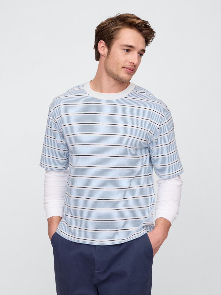 Remera A Rayas Ultra Soft Hombre - New Off White Stripe 