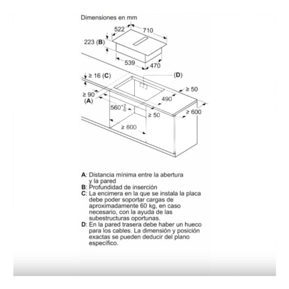 Placa de induccion Bosch PVQ731H26E c/extractor negro