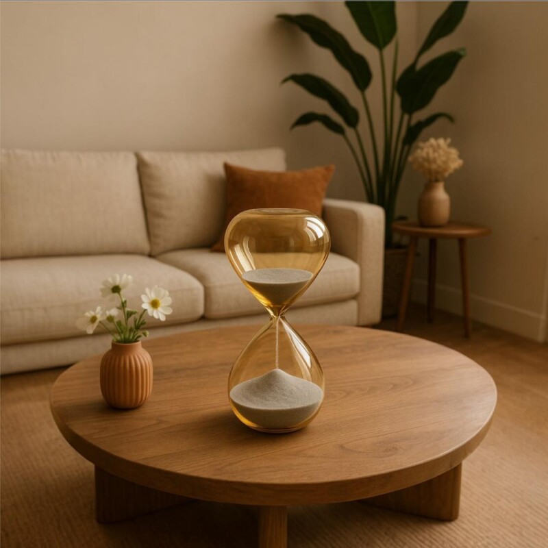 Reloj de Arena Deco Linea Golden 60 Minutos Arena Blanca