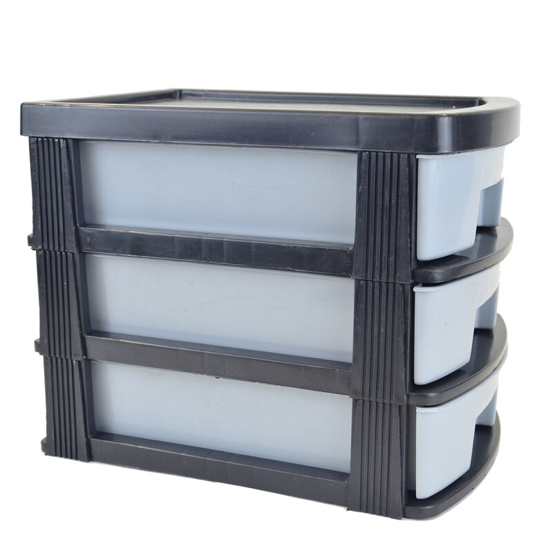 Gavetero organizador de plástico 3 bandejas NEGRO